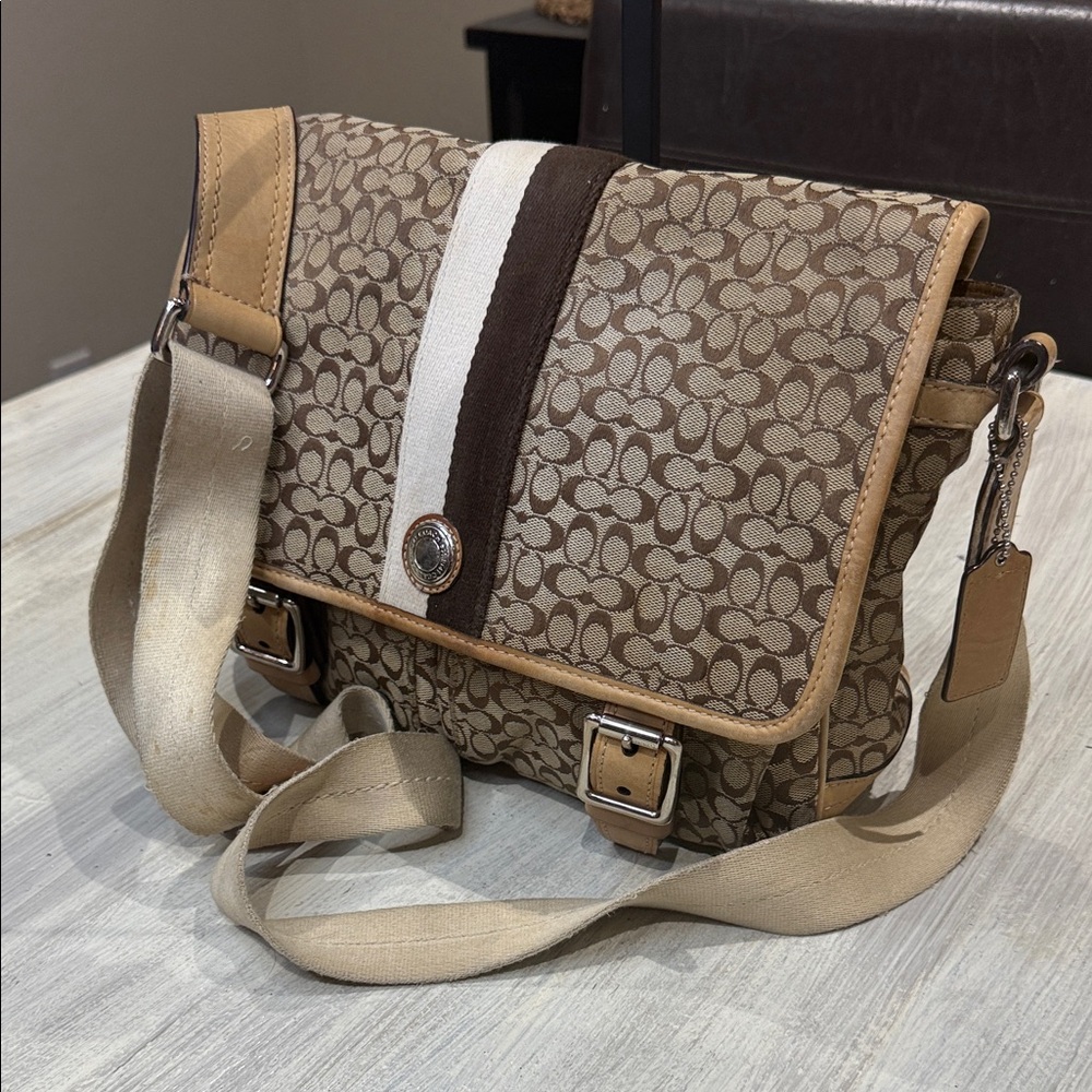 Coach Voyager Small C  Messenger/Crossbody Bag in Brown and Tan